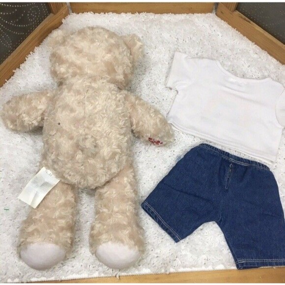 Build A Bear Happy Hugs Tan Swirl Plush Cozy Teddy Bear 16" Rainbow Shirt Jeans - Picture 7 of 11